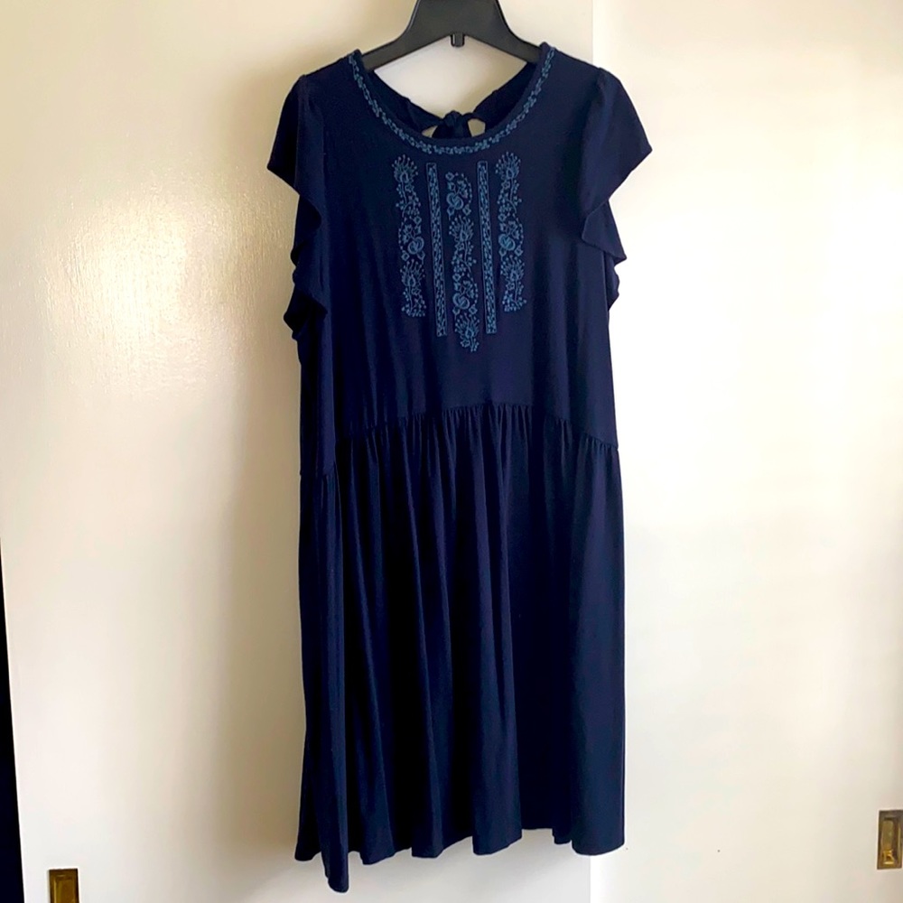 LOFT Knit Floral Emroidered Dress